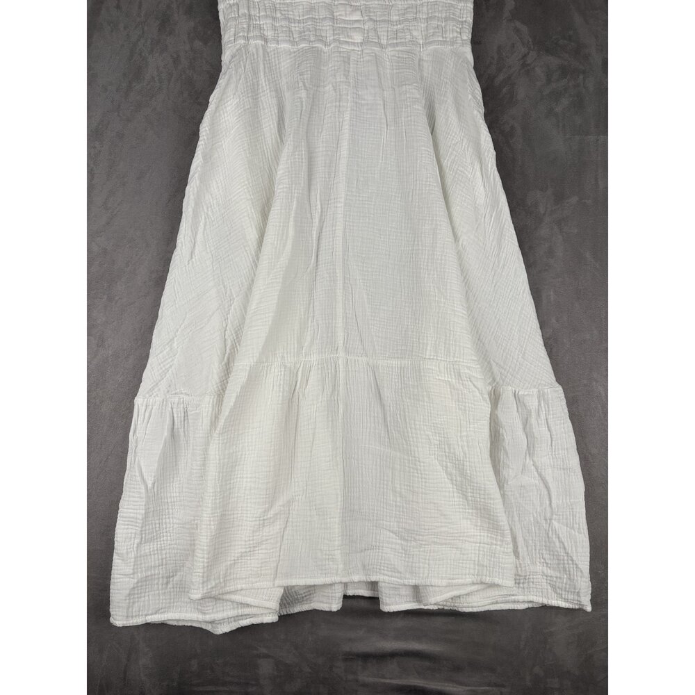 Joe's White Gauze Maxi Dress L V-Neck Smocked Waist - Picture 7 of 10
